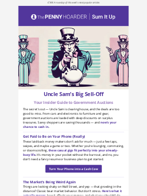 The Penny Hoarder - The auction deals no one’s talking about + Side hustles you'll love