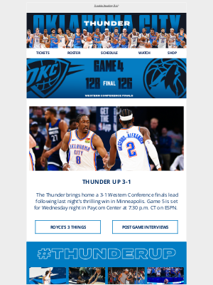 Oklahoma City Thunder - Thunder Up 3-1