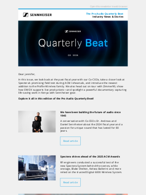 Sennheiser Electronic GMBH & Co. - The Pro Audio Quarterly Beat | Sennheiser