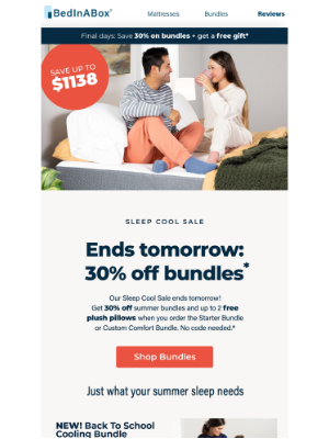 BedInABox - Save 30% on our coolest sleep products.