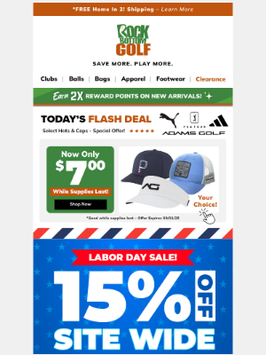 Rock Bottom Golf - 15% OFF Labor Day SAVINGS! 🔴⚪🔵 FREE Shipping On Orders $99+