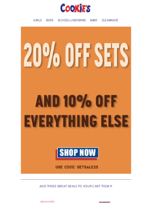 CookiesKids - Ready, Set Go! Our Set Sale LAUNCHES NOW!