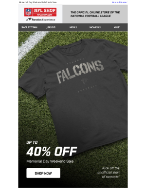 NFLshop - Up To 40% Off -- Enjoy A Long Weekend Of Savings!