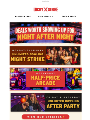 Bowlero - Weekday Boredom? Spare Yourself With These Specials! 💥