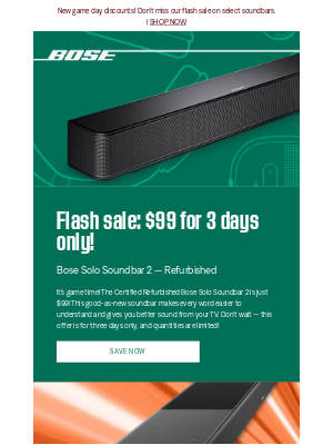 Bose - 🏈 3-day flash sale: game day discounts on soundbars!