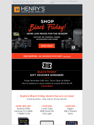 Henry’s - Explore Black Friday Deals On Now!