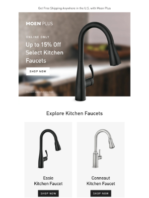 Moen - Up to 15% Off Select Kitchen Faucets