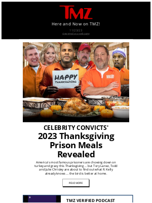 TMZ - Celebrity Convicts' 2023 Thanksgiving Prison Meals Revealed