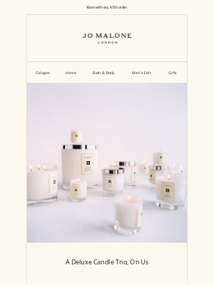 Jo Malone - Last chance to enjoy 3 mini candles, on us