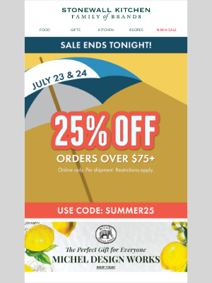 Stonewall Kitchen - Don't Wait! 25% Off Orders Over $75+ Ends Soon