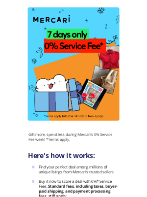 Mercari - Gift more, spend less with 0% Service Fee shopping* 🔖