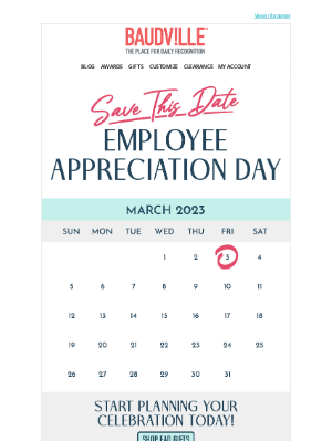 Baudville - Appreciation ALERT: Employee Appreciation Day is March 3!