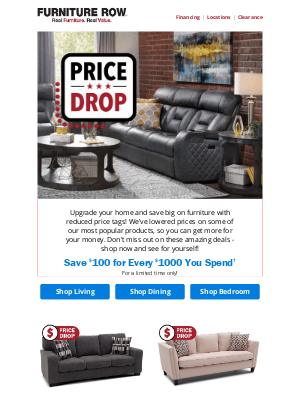 Furniture Row - Prices have dropped: Time to upgrade your home!