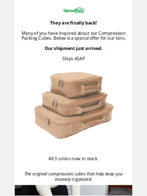 Genius Pack - Back in stock: Compression Packing Cubes