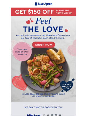 Blue Apron - $150 OFF date-night recipes we L-O-V-E ❤️