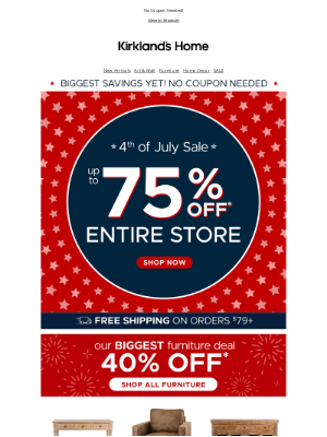 Kirkland's - OUR BIGGEST SAVINGS 🎉 UP TO 75% OFF EVERYTHING