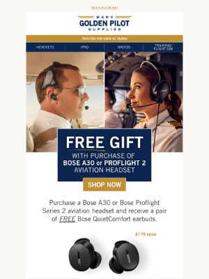 Marv Golden Pilot Supplies - All Month Long: Bose Headset Deals ✈️