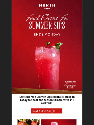 North Italia - $10 cocktails end Monday!