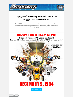 Team Associated - Site Wide B-day Discount!