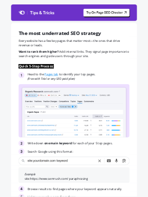 SEMrush - Rank your 5 key pages faster