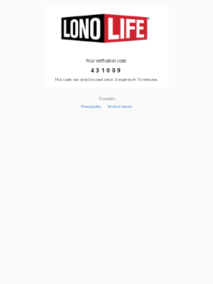 LonoLife - 431009 is your code