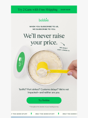 Bobbie - Tariff & inflation-proof pricing🍼