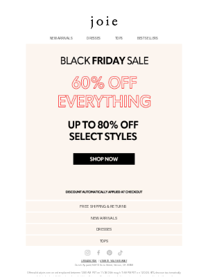 Joie - 60% Off Sitewide! Up to 80% Off!