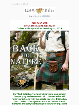 USA Kilts - Get BACK to NATURE - NEW AMERICAN TARTAN!