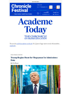 The Chronicle of Higher Education - Academe Today: Trump begins hunt for ‘bogeyman’ in admissions data