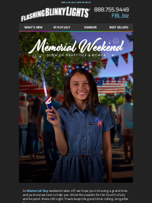FlashingBlinkyLights.com - Happy Memorial Day Weekend ❤️🤍💙