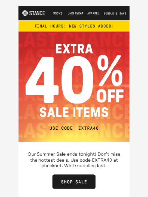 Stance - 🔥 FINAL HOURS: EXTRA 40% OFF Sale Items