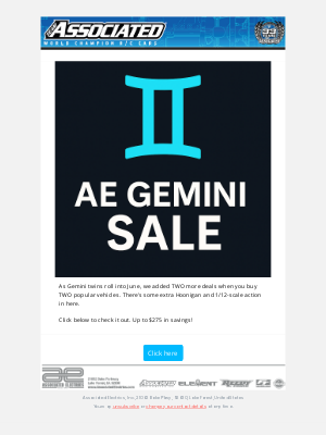 Team Associated - More Gemini Sale Items Added