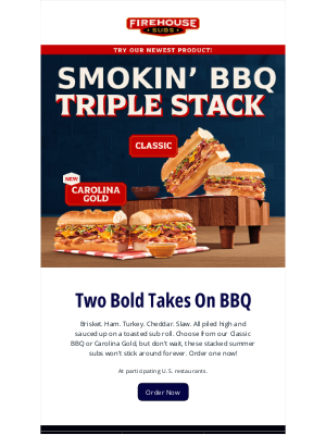 Firehouse Subs - Triple Stacked BBQ Subs are Here!