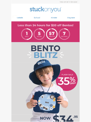 Stuck on You - Grab Your $20 Off Bentos! 🥳 Hurry, Sale Ends Tomorrow!
