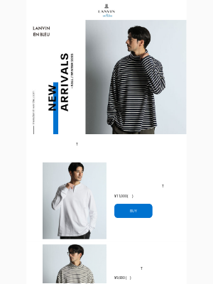 Mens LANVIN en Bleu (Japan) - 【新作入荷】機能素材ヘンリーロンTやボーダータートルが登場！