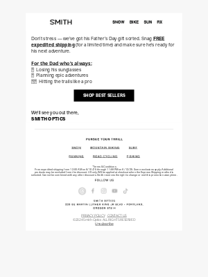 SMITH OPTICS - Limited-Time Offer: FREE Expedited Shipping