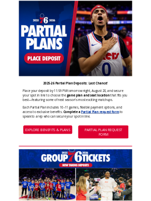 Philadelphia 76ers - Final Chance: Place Your 2025-26 Partial Plan Deposit