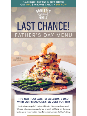 Bonefish Grill - Don’t Miss Out—Father’s Day Reservations are Filling Fast!