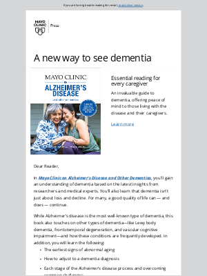 Mayo Clinic - Understanding dementia: Expert guidance and hope from Mayo Clinic