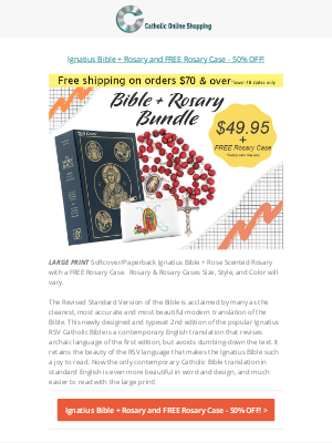 Your Catholic Voice Foundation - Ignatius Bible + Rosary and FREE Rosary Case - 50% OFF!