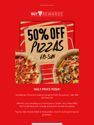 50% OFF is BACK this weekend💸🍕