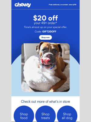 Chewy - Restock essentials for your pet with $20 off