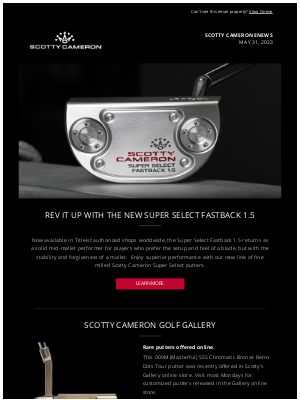 Scotty Cameron - New Tour Putters in the Gallery Online Store