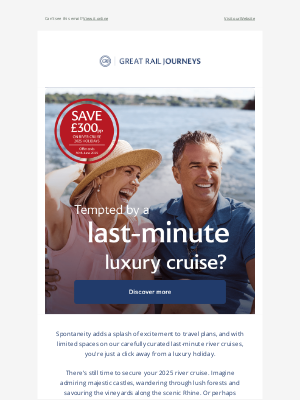 Great Rail Journeys - Tempted by a last-minute river cruise?