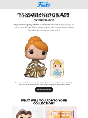 Funko - New Exclusive: Cinderella (Gold) with Pin