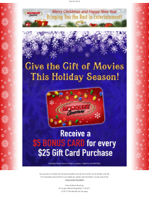 Marquee Cinemas - Marquee Gift Cards-Buy $25-Get $5