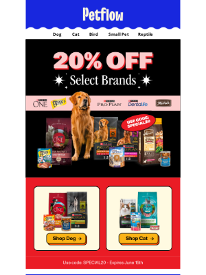 PetFlow - 🚨Save 20% on Purina + DentaLife + Merrick + MORE