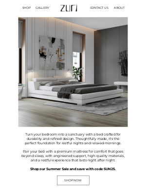 Zuri Furniture - Upgrade Your Bed for Less This Summer