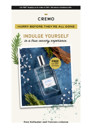 Cremo - Final day to claim your complimentary cologne