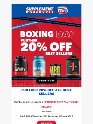 Supplement Warehouse (Australia) - All Best Sellers🤩 Further 20% Off